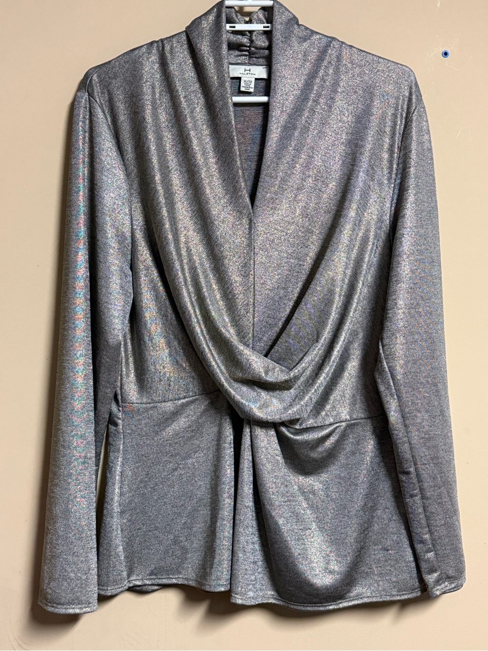 H by Halston Metallic Silver Twist Front Tunic Dress
Size XL